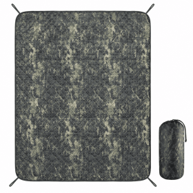 Packable Quilted Camping Blanket, 82 x 58 in, Outdoor Throw with Stuff Sack (Color: black camo)
