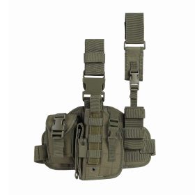 Tactical Drop Leg Holster for Right or Left Hand, Adjustable Thigh Holster with Utility Pouches and Secure Retention Straps (direction: Right, Color: OD Green)